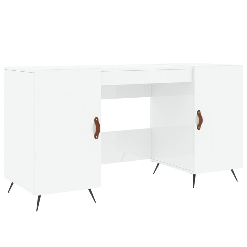 vidaXL magasfényű fehér színű szerelt fa íróasztal 140 x 50 x 75 cm