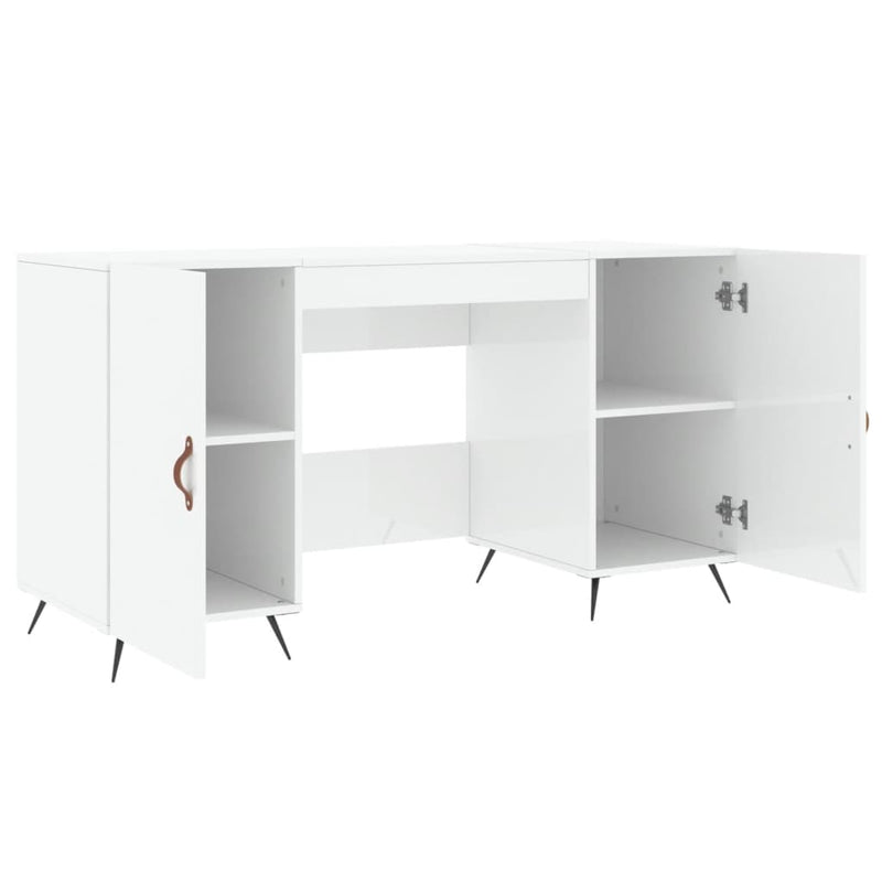 vidaXL magasfényű fehér színű szerelt fa íróasztal 140 x 50 x 75 cm