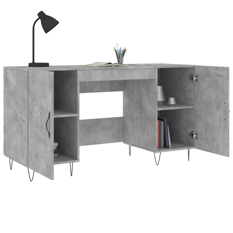 vidaXL betonszürke szerelt fa íróasztal 140 x 50 x 75 cm