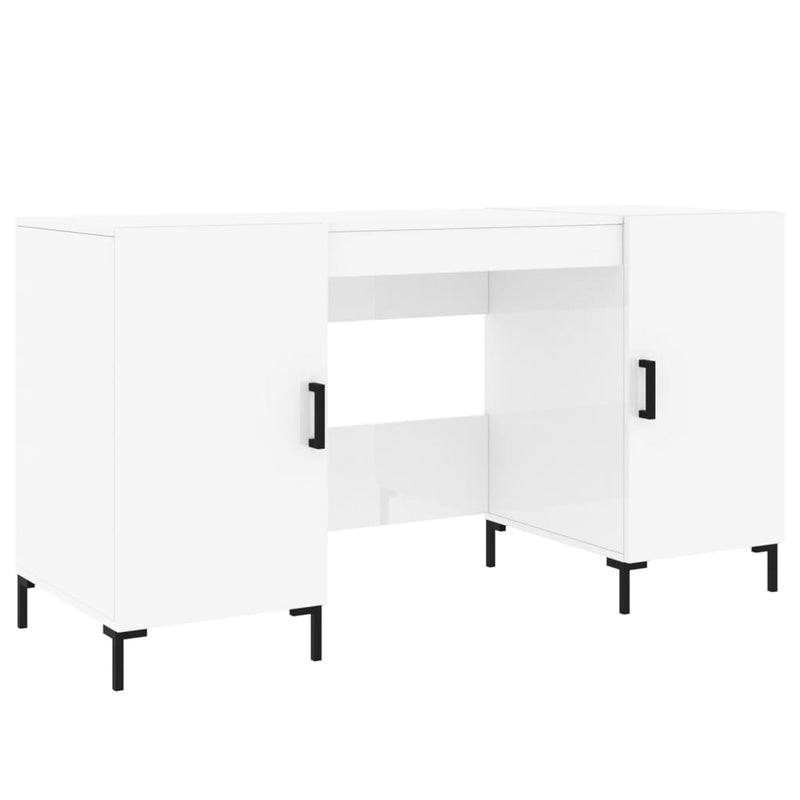 vidaXL magasfényű fehér színű szerelt fa íróasztal 140 x 50 x 75 cm
