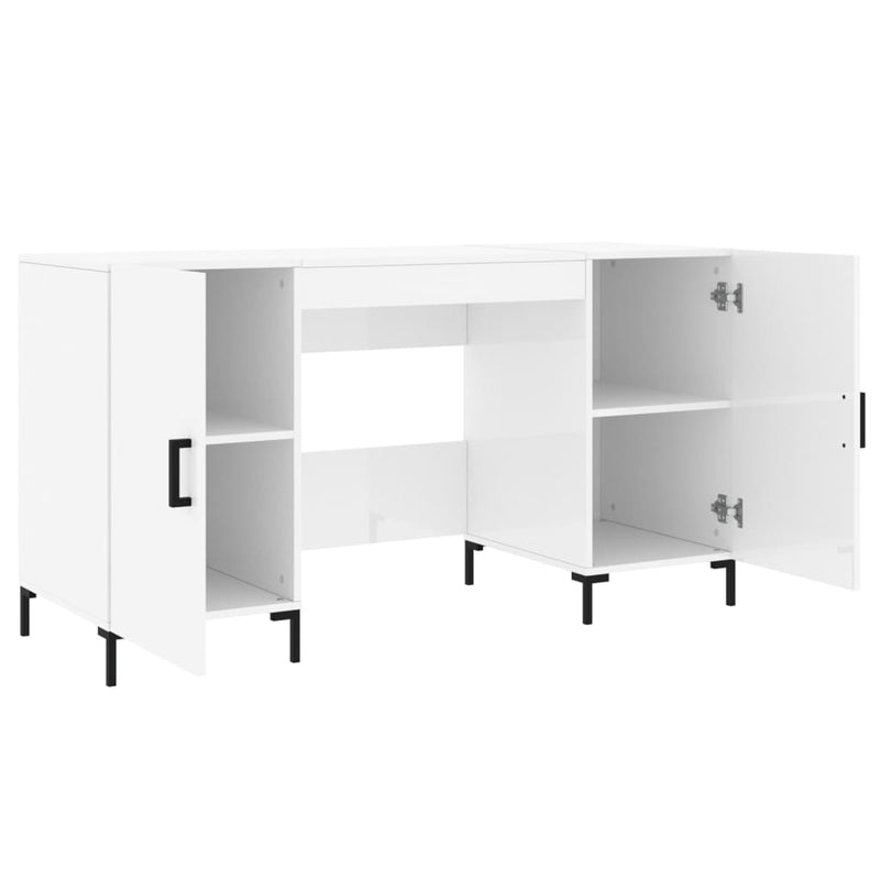 vidaXL magasfényű fehér színű szerelt fa íróasztal 140 x 50 x 75 cm