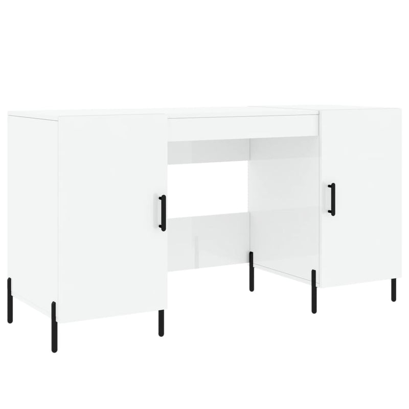 vidaXL magasfényű fehér színű szerelt fa íróasztal 140 x 50 x 75 cm
