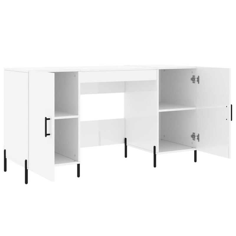 vidaXL magasfényű fehér színű szerelt fa íróasztal 140 x 50 x 75 cm