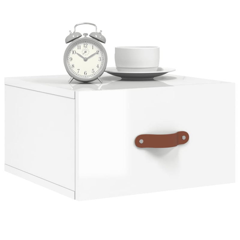 vidaXL 2 db magasfényű fehér fali éjjeliszekrény 35x35x20 cm