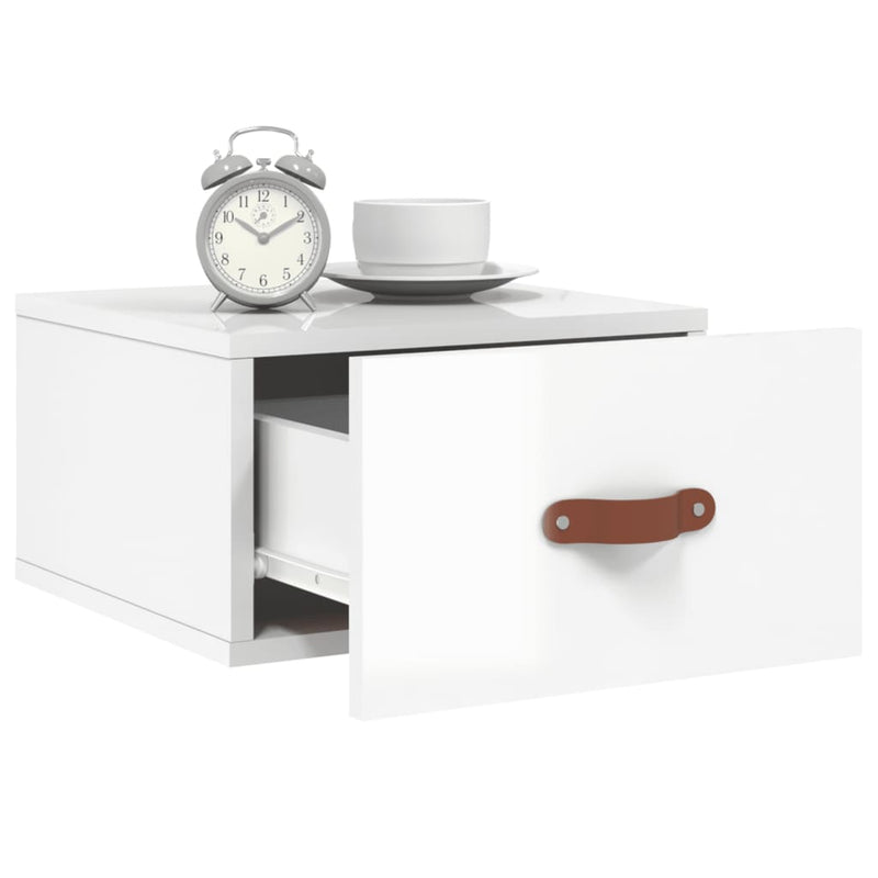 vidaXL 2 db magasfényű fehér fali éjjeliszekrény 35x35x20 cm