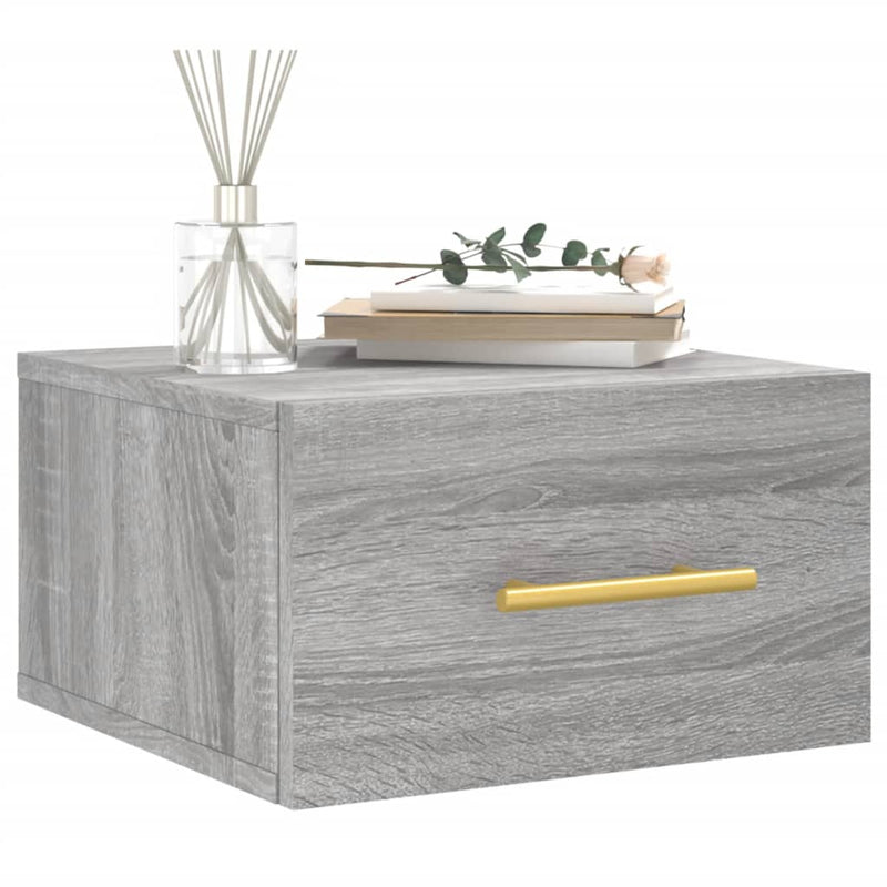vidaXL 2 db szürke sonoma falra szerelhető éjjeliszekrény 35x35x20 cm