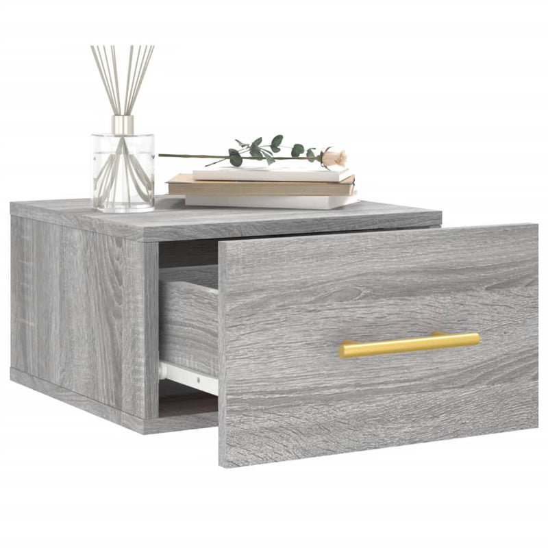 vidaXL 2 db szürke sonoma falra szerelhető éjjeliszekrény 35x35x20 cm