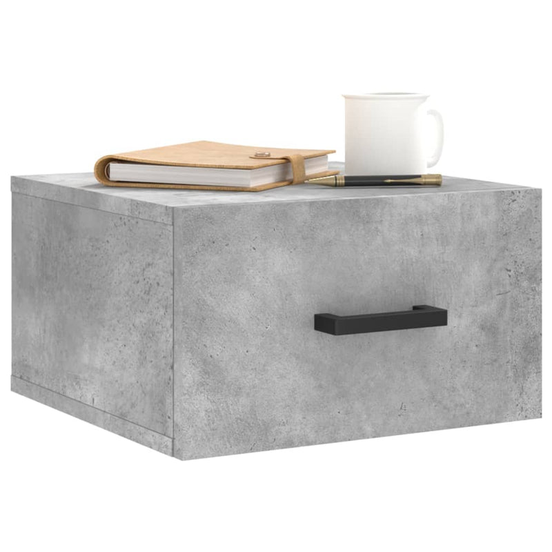 vidaXL 2 db betonszürke falra szerelhető éjjeliszekrény 35x35x20 cm