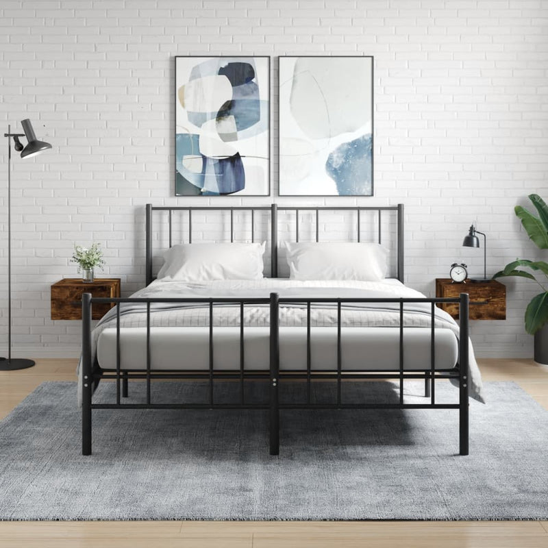 vidaXL 2 db füstös tölgy színű fali éjjeliszekrény 35 x 35 x 20 cm