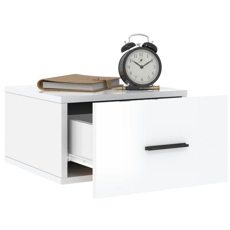 vidaXL 2 db magasfényű fehér fali éjjeliszekrény 35x35x20 cm