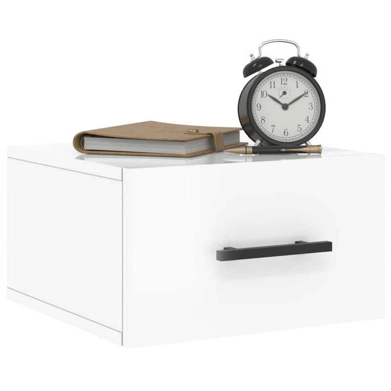 vidaXL 2 db magasfényű fehér fali éjjeliszekrény 35x35x20 cm
