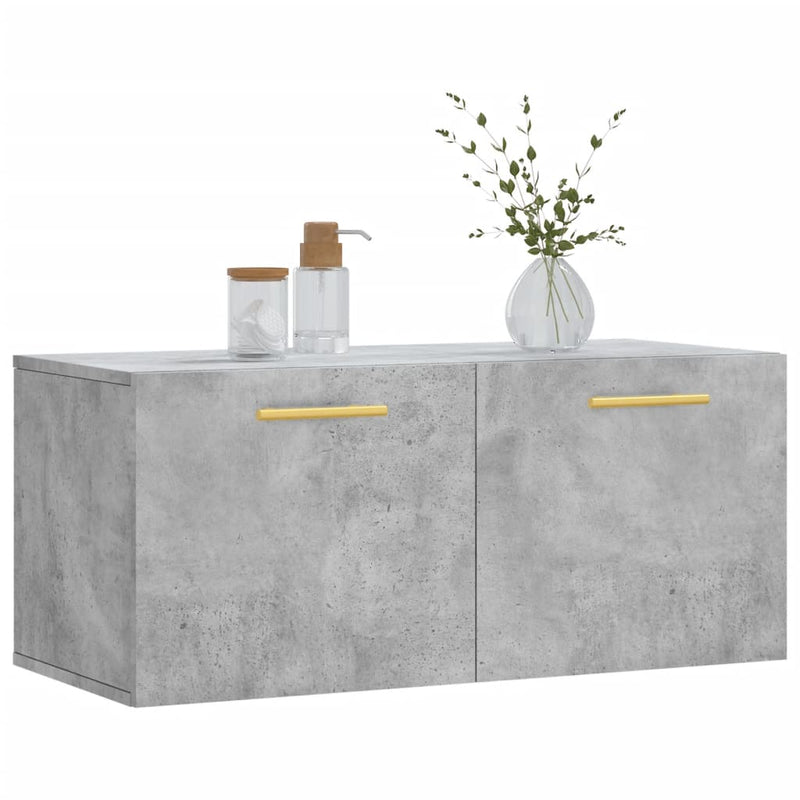 vidaXL betonszürke szerelt fa faliszekrény 80 x 36,5 x 35 cm