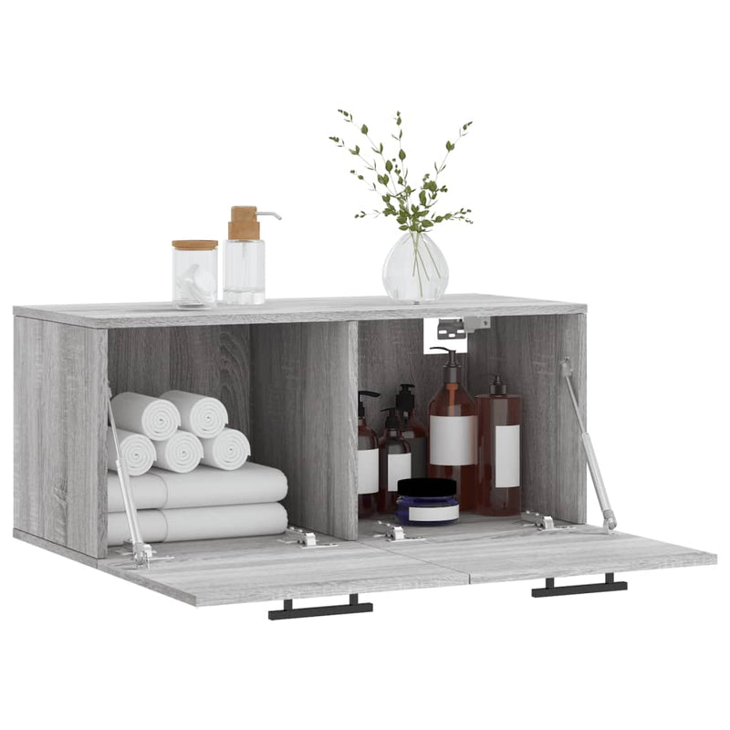 vidaXL szürke sonoma színű szerelt fa faliszekrény 80 x 36,5 x 35 cm