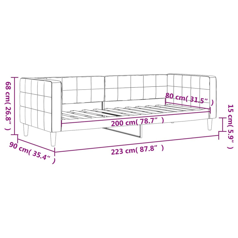 vidaXL fekete bársony kanapéágy 80 x 200 cm