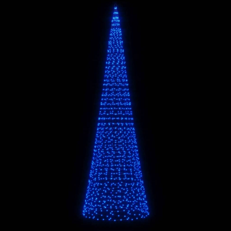 vidaXL kék karácsonyfa lámpa zászlórúdon 1534 LED-del 500 cm