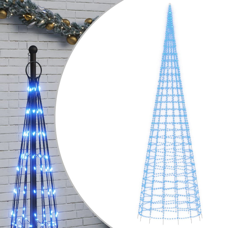 vidaXL kék karácsonyfa lámpa zászlórúdon 3000 LED-del 800 cm