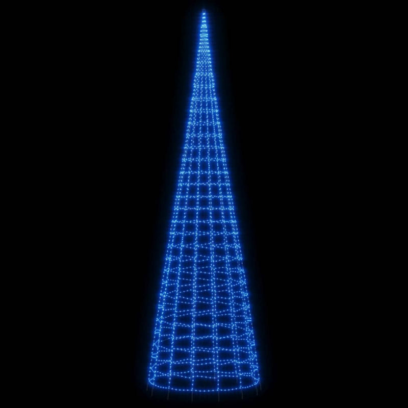 vidaXL kék karácsonyfa lámpa zászlórúdon 3000 LED-del 800 cm