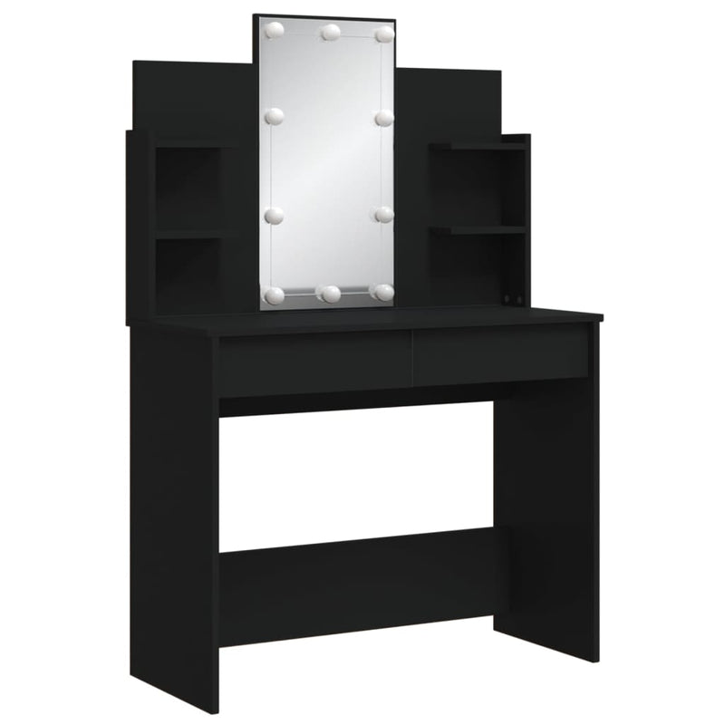 vidaXL fekete fésülködőasztal LED-del 96x40x142 cm