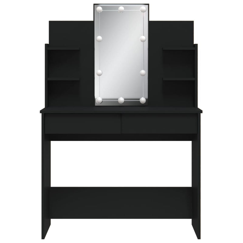 vidaXL fekete fésülködőasztal LED-del 96x40x142 cm
