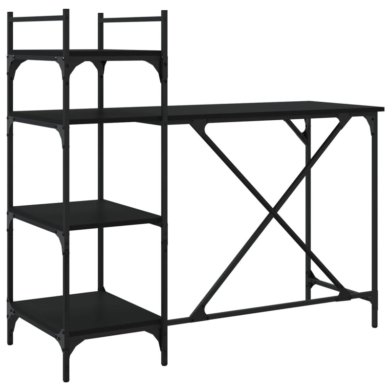 vidaXL fekete számítógépasztal polcokkal 120x47x109 cm