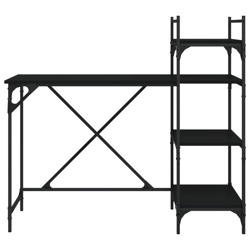 vidaXL fekete számítógépasztal polcokkal 120x47x109 cm