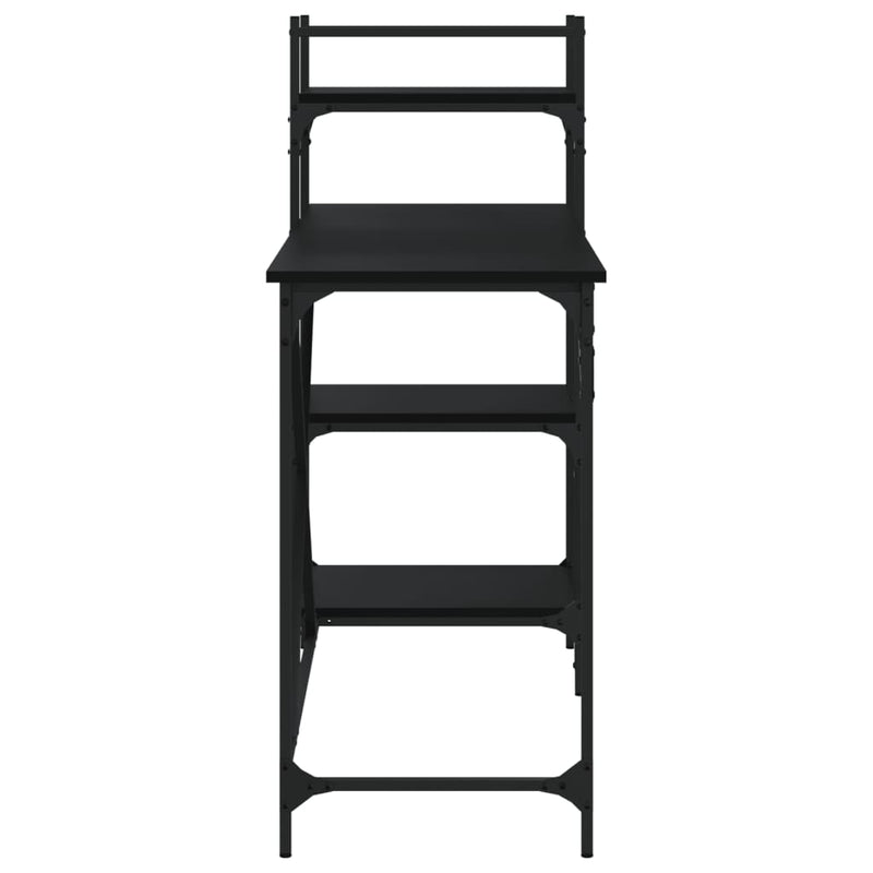 vidaXL fekete számítógépasztal polcokkal 120x47x109 cm