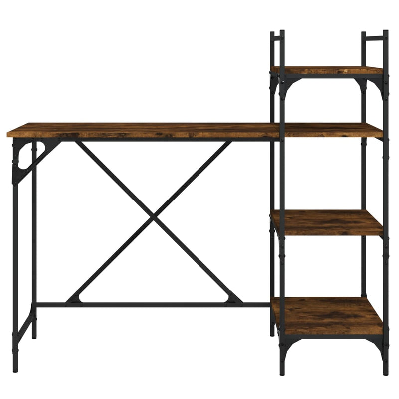vidaXL füstös tölgy színű számítógépasztal polcokkal 120x47x109 cm