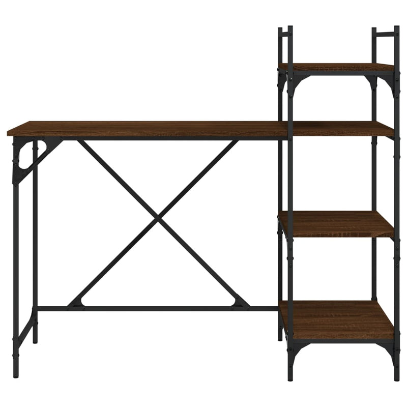 vidaXL barna tölgyszínű számítógépasztal polcokkal 120x47x109 cm