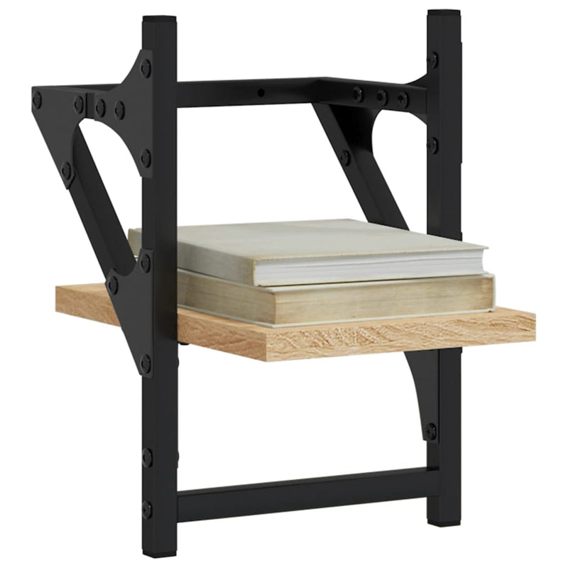 vidaXL 2 db sonoma tölgy színű falipolc rúddal 20 x 25 x 30 cm