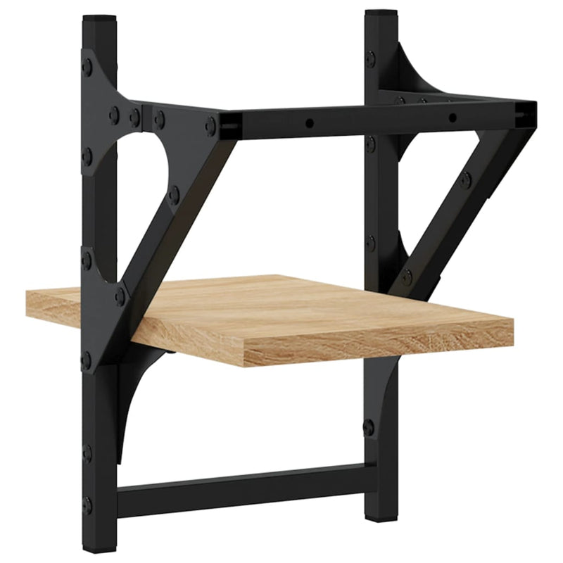 vidaXL 2 db sonoma tölgy színű falipolc rúddal 20 x 25 x 30 cm