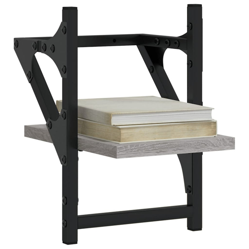 vidaXL 2 db szürke sonoma színű fali polc rúddal 20 x 25 x 30 cm