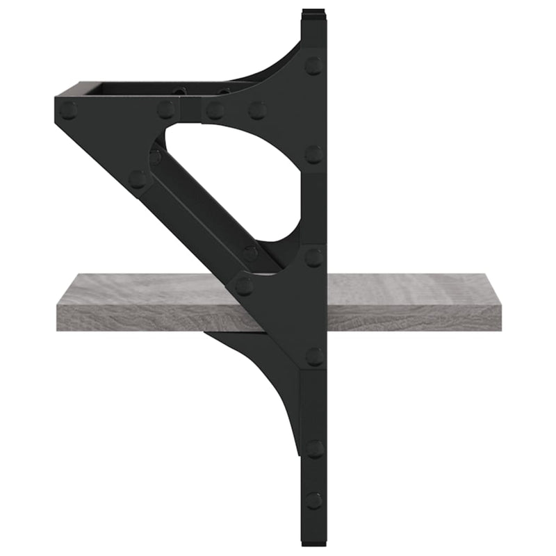 vidaXL 2 db szürke sonoma színű fali polc rúddal 20 x 25 x 30 cm