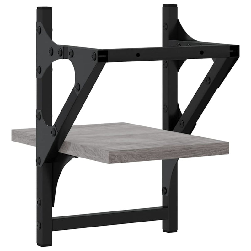 vidaXL 2 db szürke sonoma színű fali polc rúddal 20 x 25 x 30 cm