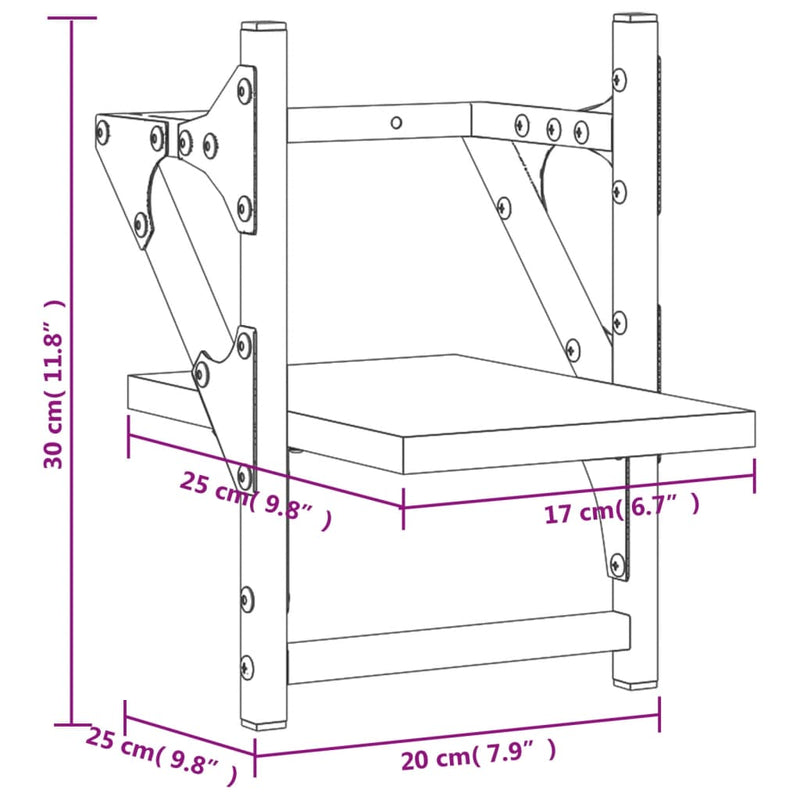 vidaXL 2 db szürke sonoma színű fali polc rúddal 20 x 25 x 30 cm