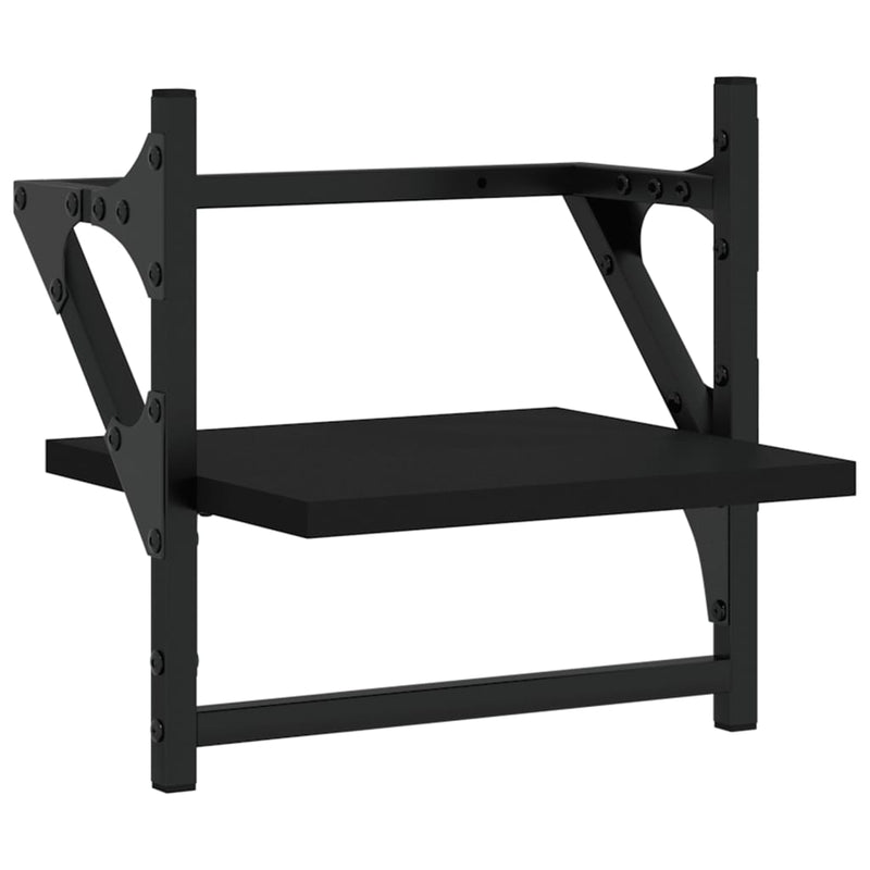 vidaXL 2 db fekete falipolc rúddal 30 x 25 x 30 cm