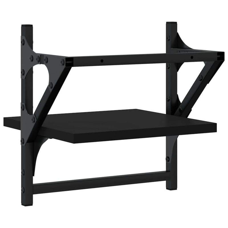 vidaXL 2 db fekete falipolc rúddal 30 x 25 x 30 cm
