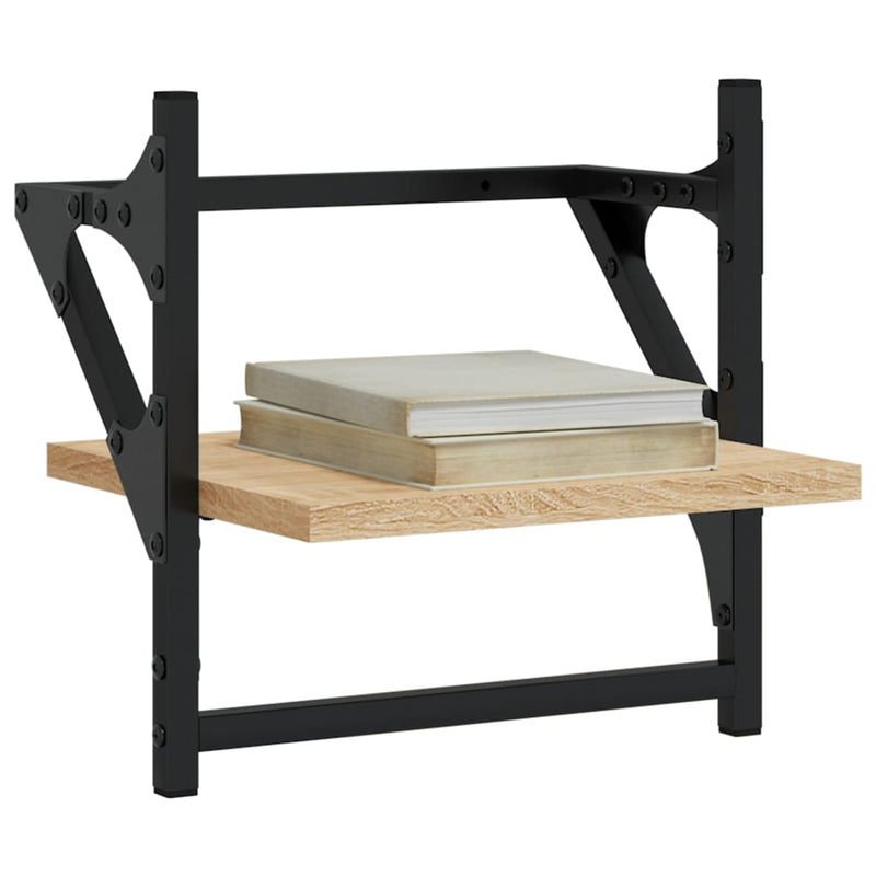 vidaXL 2 db sonoma tölgy színű fali polc rúddal 30 x 25 x 30 cm