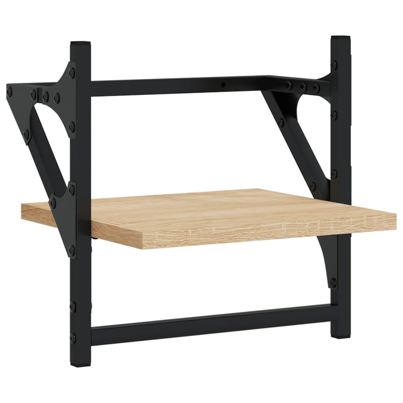 vidaXL 2 db sonoma tölgy színű fali polc rúddal 30 x 25 x 30 cm