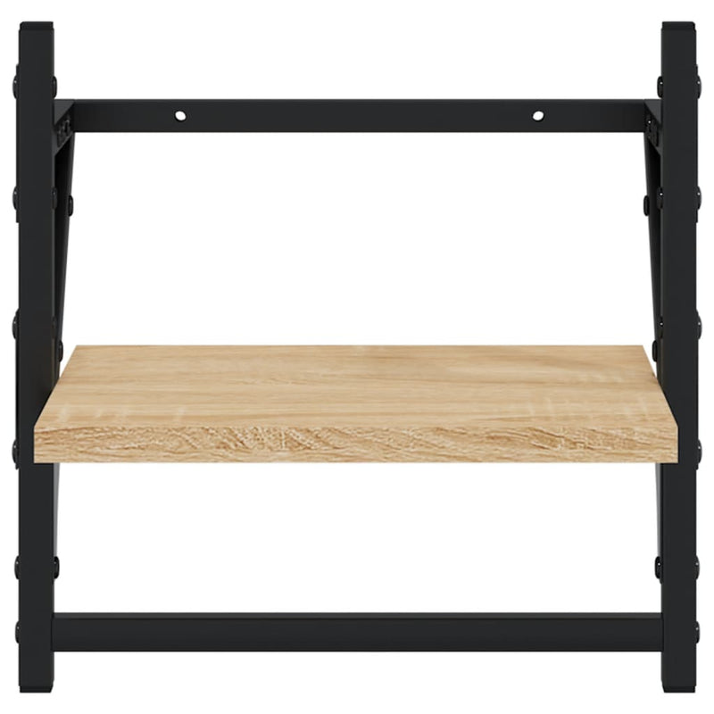 vidaXL 2 db sonoma tölgy színű fali polc rúddal 30 x 25 x 30 cm