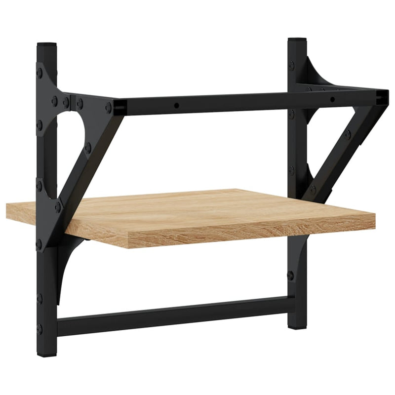 vidaXL 2 db sonoma tölgy színű fali polc rúddal 30 x 25 x 30 cm