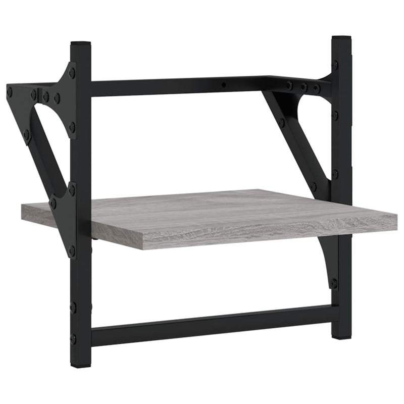 vidaXL 2 db szürke sonoma színű fali polc rúddal 30 x 25 x 30 cm