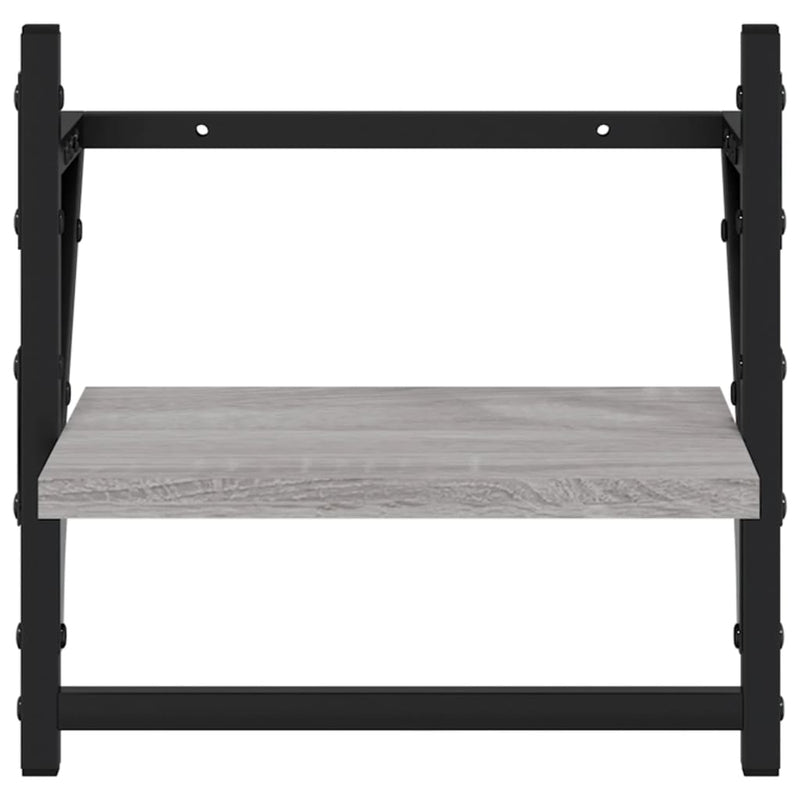 vidaXL 2 db szürke sonoma színű fali polc rúddal 30 x 25 x 30 cm