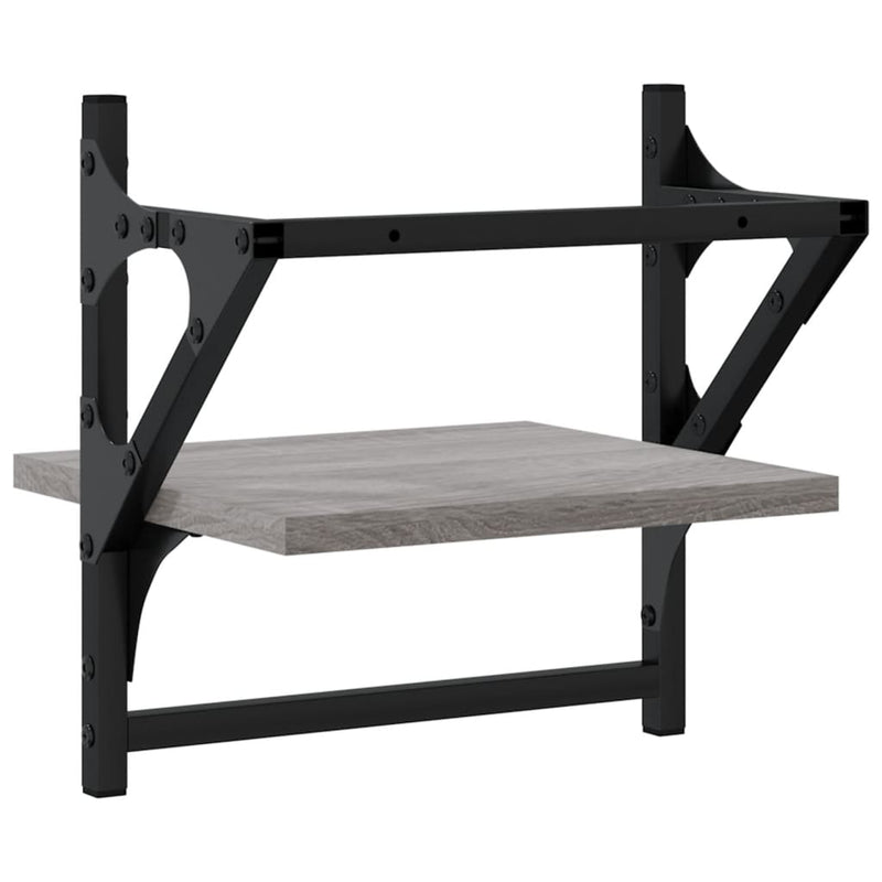 vidaXL 2 db szürke sonoma színű fali polc rúddal 30 x 25 x 30 cm