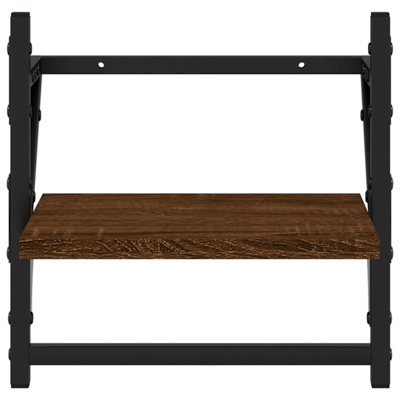 vidaXL 2 db barna tölgyszínű falipolc rúddal 30 x 25 x 30 cm