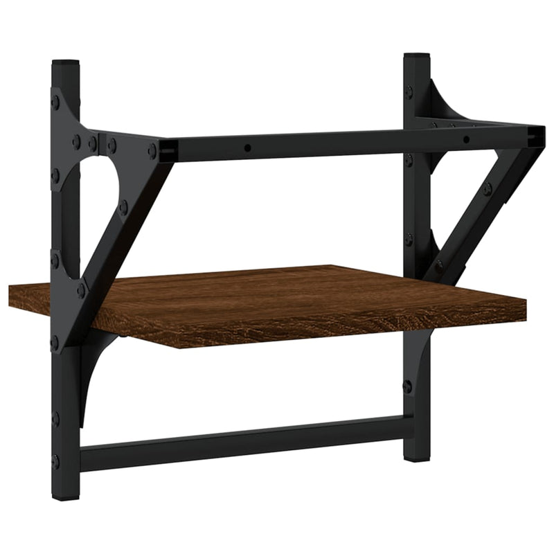 vidaXL 2 db barna tölgyszínű falipolc rúddal 30 x 25 x 30 cm
