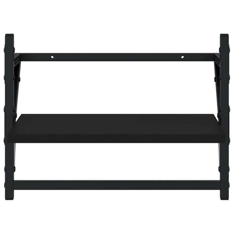 vidaXL 2 db fekete falipolc rúddal 40 x 25 x 30 cm