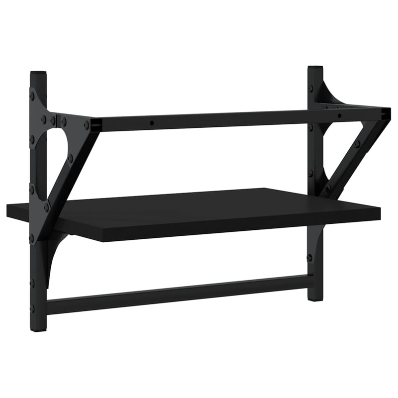 vidaXL 2 db fekete falipolc rúddal 40 x 25 x 30 cm