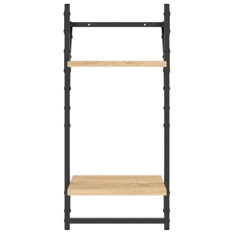 vidaXL 2 db 2 szintes sonoma tölgyszínű falipolc rúddal 30x25x65 cm