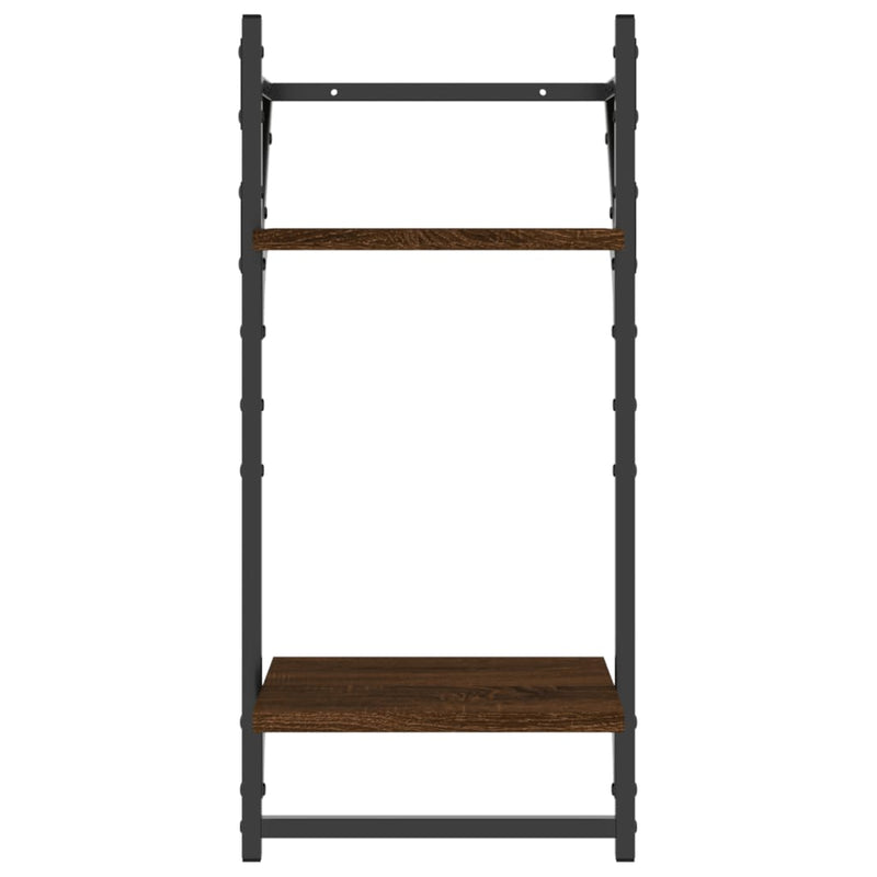 vidaXL 2 db 2 szintes füstös tölgy színű falipolc rúddal 30x25x65 cm