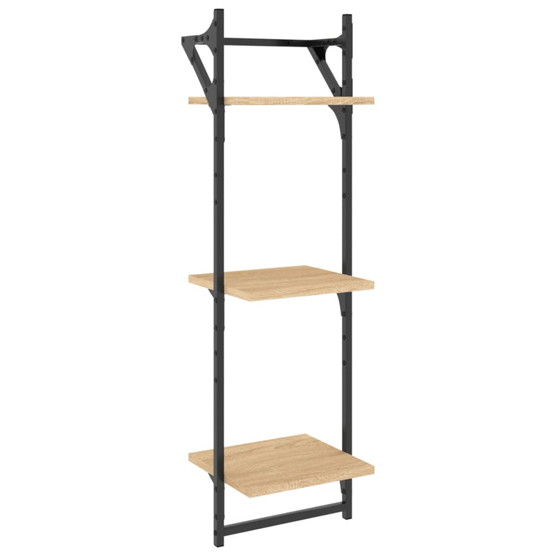 vidaXL 2 db 3 szintes sonoma tölgy színű falipolc rúddal 30x25x100 cm